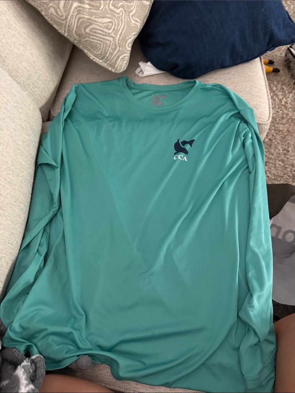 CHANEL Men's Swim Long Sleeve Rash Guard Teal Green